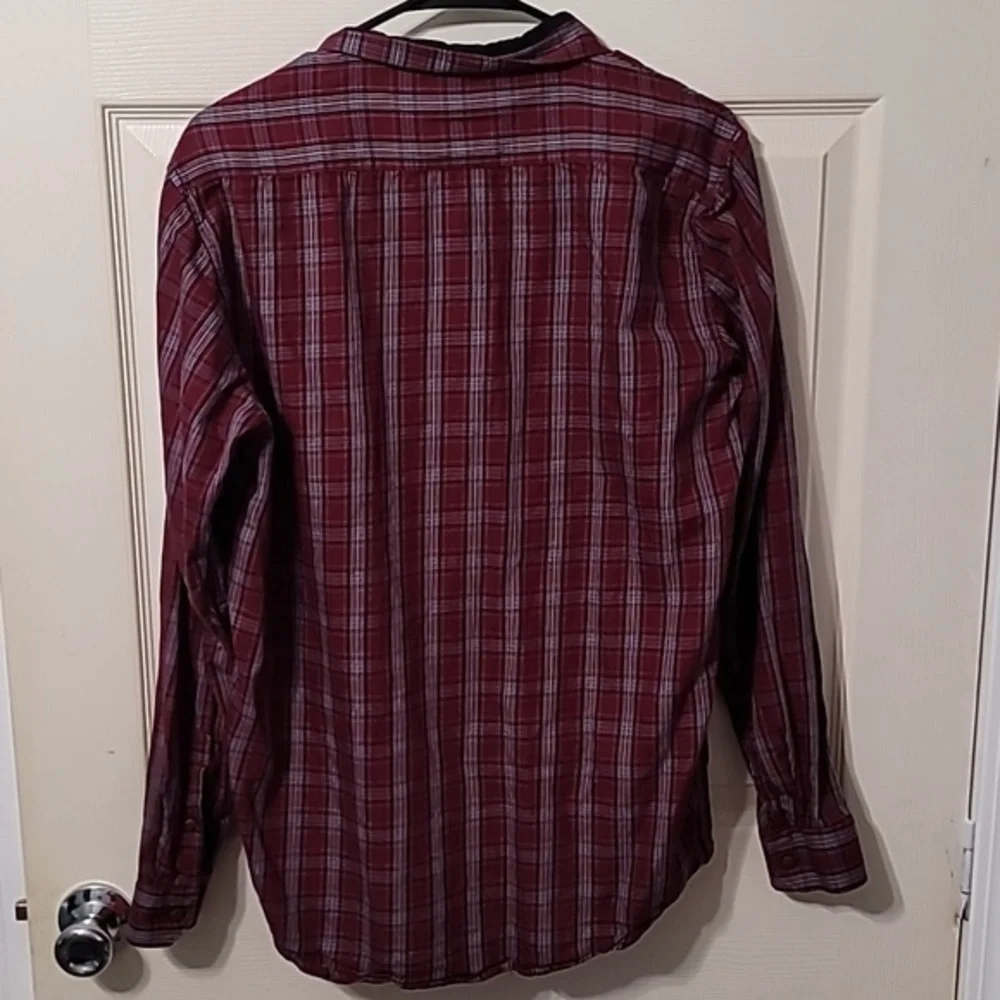 TRUE RELIGION‎ Maroon/White/Black Plaid LS Button-Down Slim Fit Shirt Men's XL